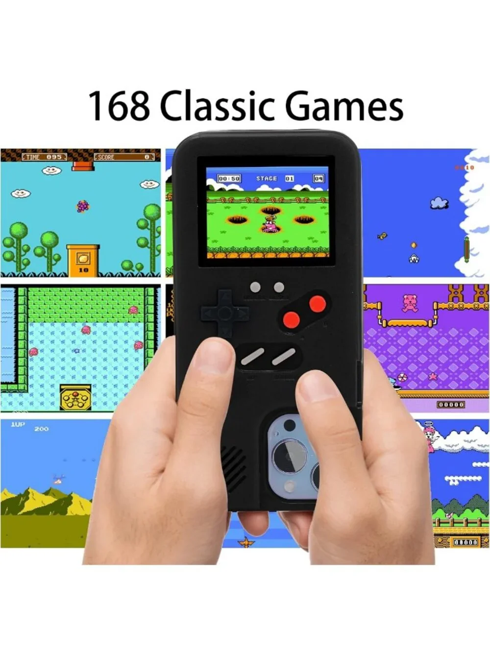 Retro Gameboy Phone Case for iPhone 6/6s/7/8 - 168 Classic Games, Shockproof